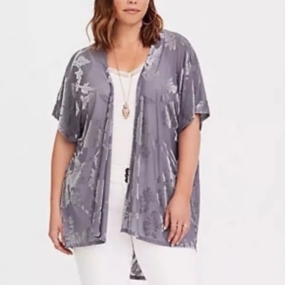 torrid Sweaters - Torrid Velvet Burnout Kimono
